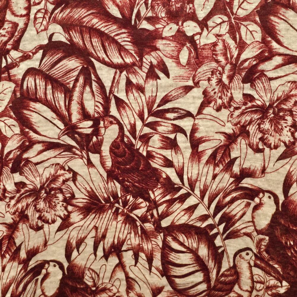 Rachel Zoe Top Womens Size Small Red White Toucan Tropical Print 100% Linen - Picture 7 of 9